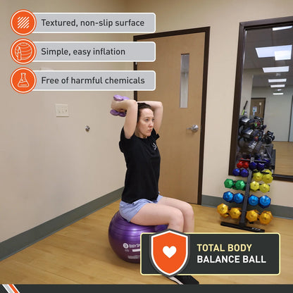 Purple Fitness Ball (45 Cm), Pump & Exercise Guide Included
